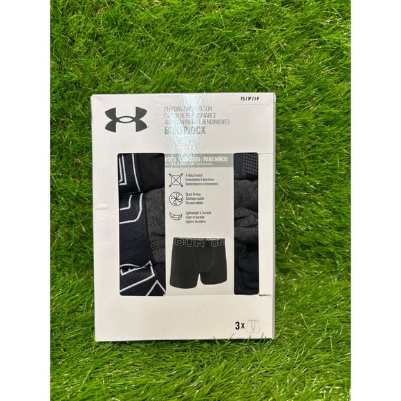 Under Armour Other - Under Armour Boys Youth YS JP CH Performance Cotton Boxer‎ Briefs 3 Pack